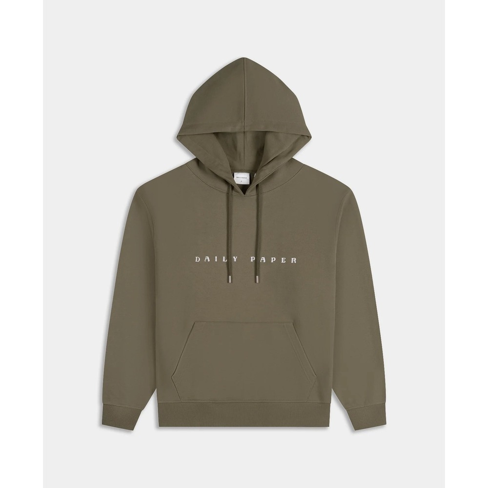 Daily Paper Mens‎ Alias Hoodie Olive Green Embroidered Logo Cotton Sweatshirt S